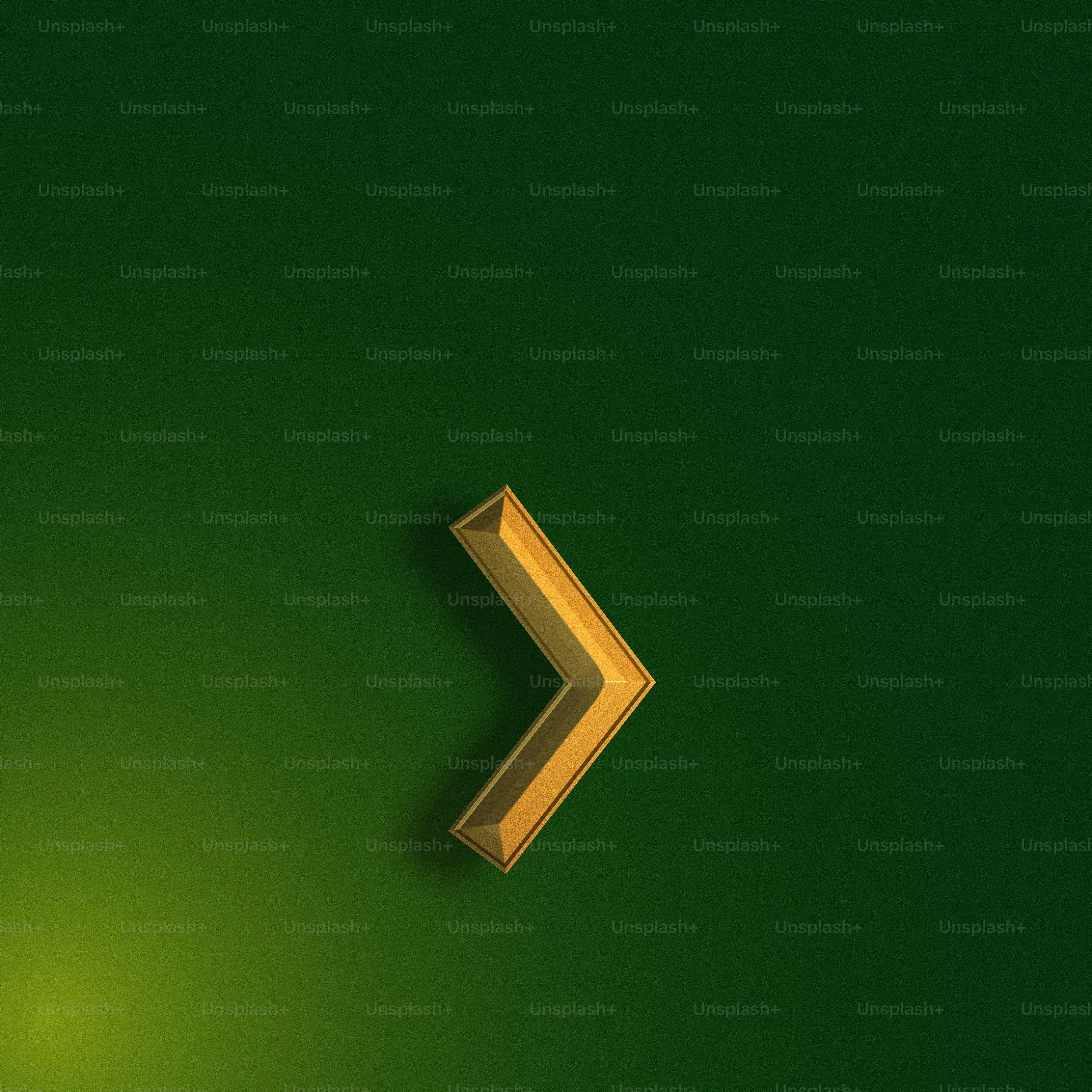 a green wall with a gold arrow on it